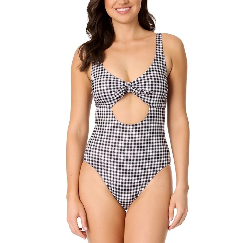 Salt + Cove Juniors Size XS Cutout Plaid One-Piece Swimsuit Black/White $45 303